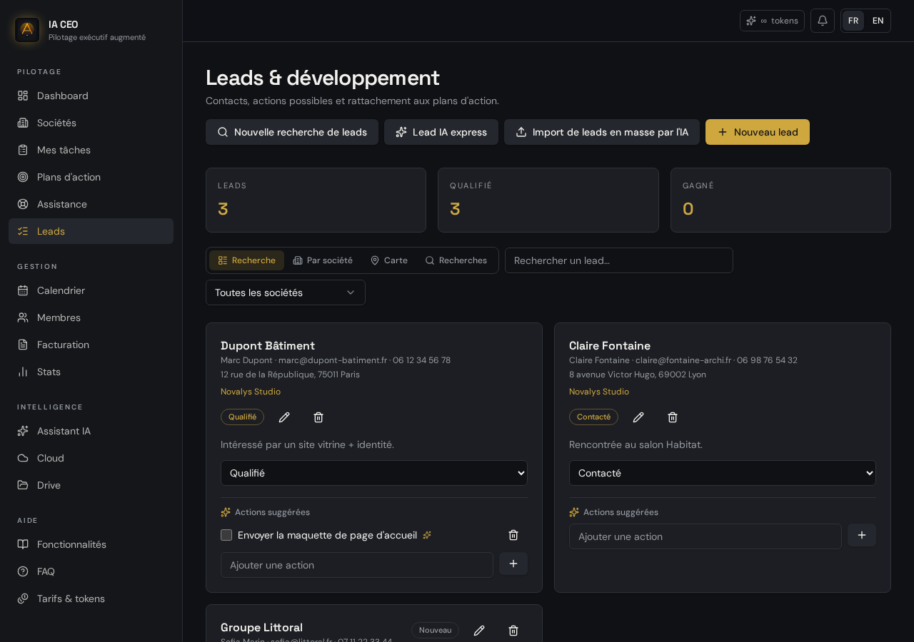 Gestion des leads