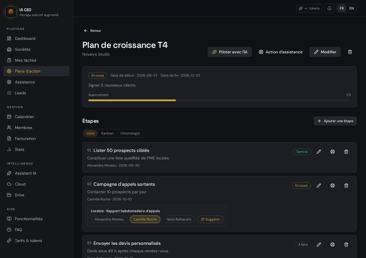 Détail d'un plan d'action